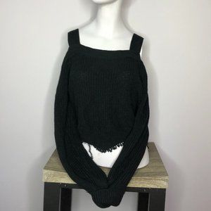 Cute Black Knitted Crop Top